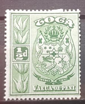 Toga 1942 1/2d Green Arms Wmk Multi Crown Script MH - SG 74
