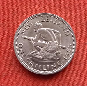 New Zealand 1 Shilling- Q E Il, 1965 Copper-Nickel
