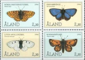 Aland - 1994 Butterflies - The 10th Anniversary of Aaland Stamps, 4v MNH Complete Set