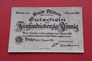 Germany Post W Wl Emergency Issue (Notgeld) 75 Pfennig 1920, Validity Until1922, VF Condition