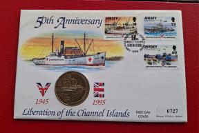 P N C ; Alderney Two Pounds 1995 on 50th Anniv of The Freeddom of Channel Islands, Limited Edition Numismatic Cover