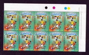 Bangladesh 2003 3rd Saff Championship - Football Block of 10 with Color Guide MNH - Minor Error - Color Shifting - See Text