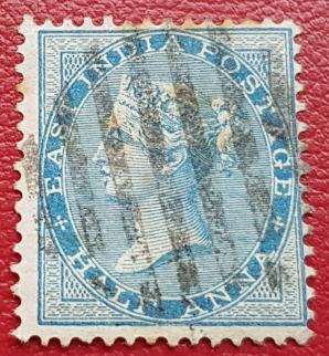 East India Q V -Half Annas, (P Mtype 2), Parallel Bar Cancelled Probably in 1850s, Used