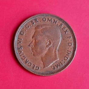 UK Half Penny - George VI 1943 - Bronze Coin - Dia 25.5 mm
