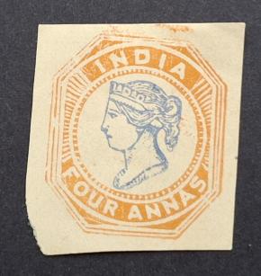 India (British) 1854 Qv - 4 Anna, Early Forgery, MH Service Used