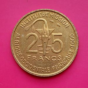 French West Africa 25 Francs Togo 1957 - Aluminium Bronze Coin - Dia 27 mm - Single Year Issue