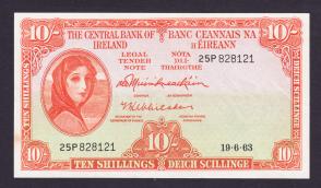 Ireland (Central Bank) 10 Shillings AUNC Condition 1963