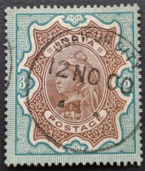 India (British) 1895 Qv -3 Rupees, SG 108, Used