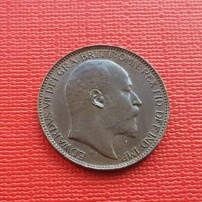 UK 1 Farthing - Edward VII 1910 - Bronze Coin - Dia 20 mm