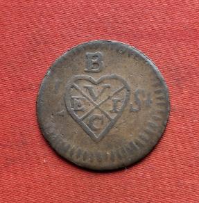 British Occupation of Java (1811-16) 1/2 Stiver 1812 - Copper Coin - Dia 26 mm