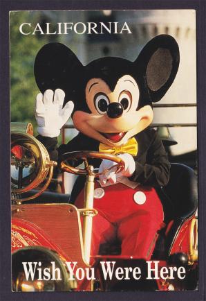 USA 1994 Mickey Mouse California Collection Picture Post Card Used Address To Australia with Aviation Pioneer William T. Piper Stamps