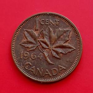 Canada 1 Cent - Elizabeth II 1964 - Bronze Coin - Dia 19.05 mm