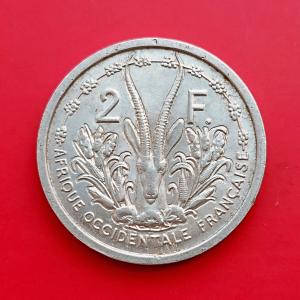 French West Africa 2 Francs 1955 - Aluminium Coin - Dia 27 mm
