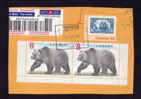 Canada High Value Stamps on Paper with Clear Cancellation