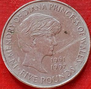 United Kingdom (1999) 5 Pounds - Elizabeth II 4th Portrait, Diana, Princess of Wales, Copper-Nickle, 38.61 Mm